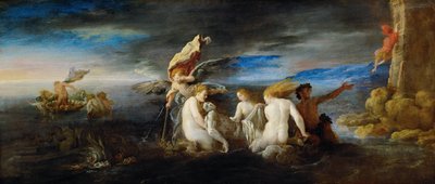 Eroe che piange il morto Leandro da Domenico Fetti or Feti